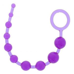 Фиолетовая анальная цепочка PLEASURE BEADS ANAL ROD - 32 см.