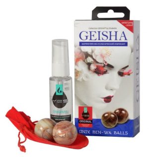 Вагинальные шарики Geisha из оникса в комплекте с лубрикантом