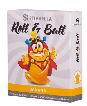 Стимулирующий презерватив-насадка Roll & Ball Banana