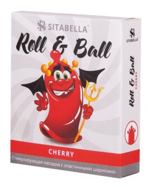 Стимулирующий презерватив-насадка Roll & Ball Cherry