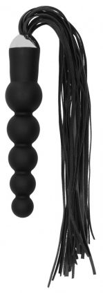 Черная плеть с рукоятью-елочкой Whip with Curved Silicone Dildo - 49,5 см.