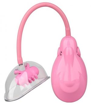 Розовый вакуумный вибромассажер VIBRATING VAGINA PUMP