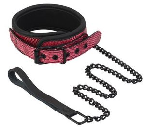 Розово-черный ошейник COLLAR & LEASH с поводком