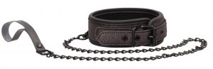 Серый широкий ошейник с поводком Elegant Collar with Leash