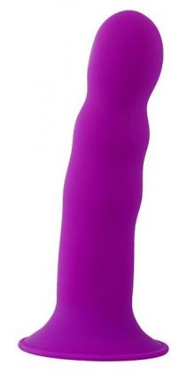 Фиолетовый фаллоимитатор-реалистик PREMIUM RIBBED DILDO - 18 см.