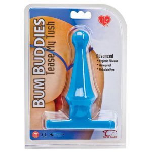 Голубая анальная пробка Bum Buddies Tease My Tush Advanced Silicone Anal Plug - 15 см.