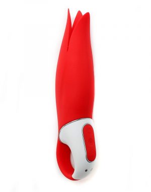 Красный вибратор Satisfyer Power Flower с лепестками - 18,8 см.