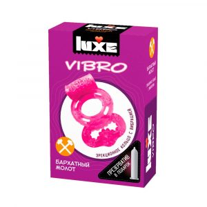 Розовое эрекционное виброкольцо Luxe VIBRO 