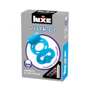 Голубое эрекционное виброкольцо Luxe VIBRO 