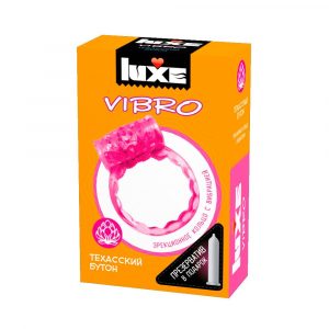 Розовое эрекционное виброкольцо Luxe VIBRO 