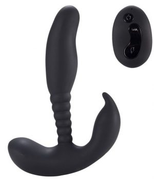 Черный стимулятор простаты Remote Control Anal Pleasure Vibrating Prostate Stimulator - 13,5 см.