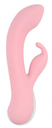 Нежно-розовый вибратор со стимулятором клитора Intimate G Rabbit - 18 см.