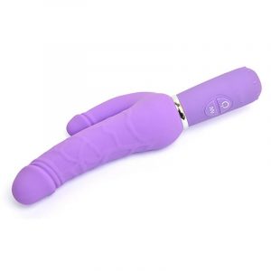 Фиолетовый вибратор Levina Double Penis - 21,5 см.