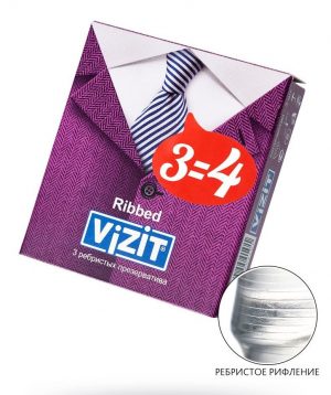 Ребристые презервативы VIZIT Ribbed - 3 шт.