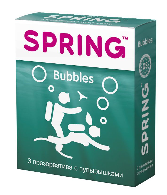 Презервативы SPRING BUBBLES с пупырышками - 3 шт.