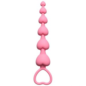 Розовая анальная цепочка Heart's Beads Pink - 18 см.